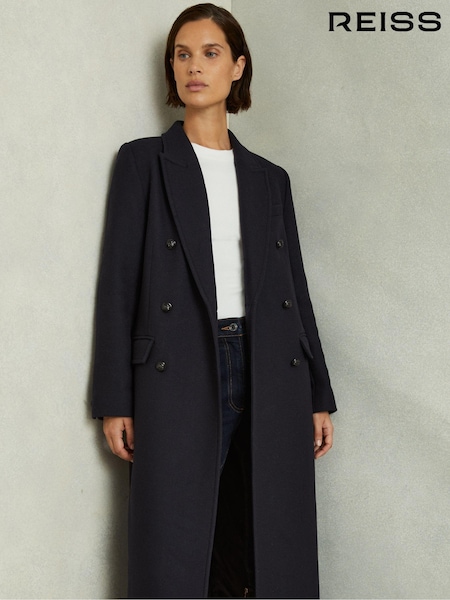 Reiss Florence Wool-Blend Twill Double-Breasted Coat (AB2492) | 579 €