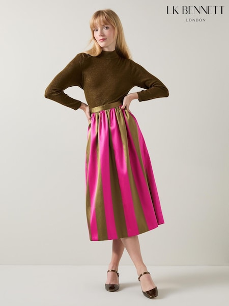 LK Bennett Green Olsen And Magenta Stripe Jacquard Social Skirt (AB2518) | €198