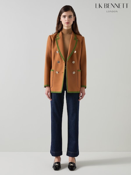 Lk Bennett Cordelia Cognac Grosgrain Edged Brown Blazer (AB2569) | kr5 586