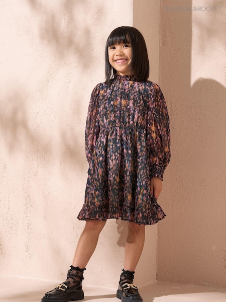 Angel & Rocket Black Adrienne Georgette Print Dress (AB2625) | AED95 - AED107