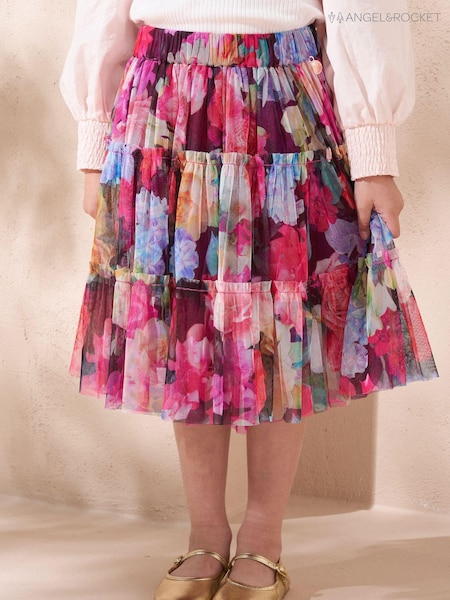 Angel & Rocket Pink Alessia Floral Mesh Skirt (AB2626) | R$ 255 - R$ 295