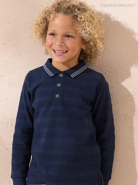 Albastru - Tricou polo Angel & Rocket Caleb Dungă texturat 100% bumbac Tricouri (AB2639) | 83 LEI - 100 LEI