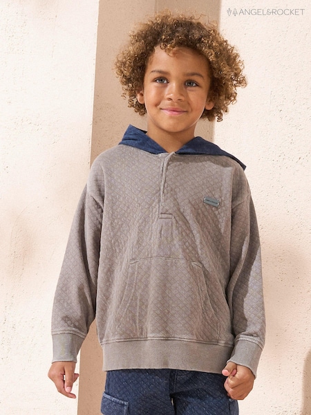Angel & Rocket Grey Banksy Washed Textured Hoodie (AB2641) | AED78 - AED93