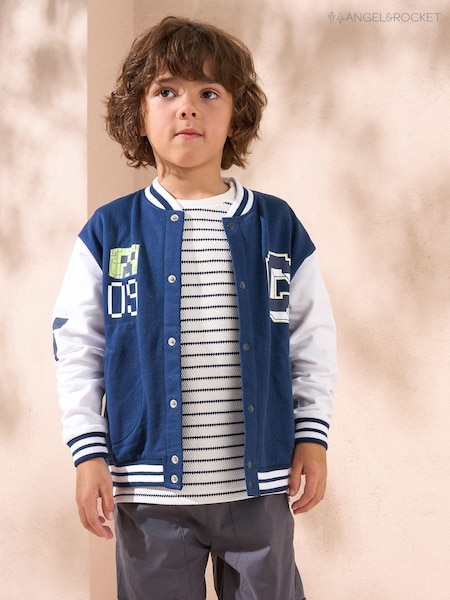 Angel & Rocket Blue Minecraft Preppy Varsity 100% Cotton Jacket (AB2676) | €49 - €54