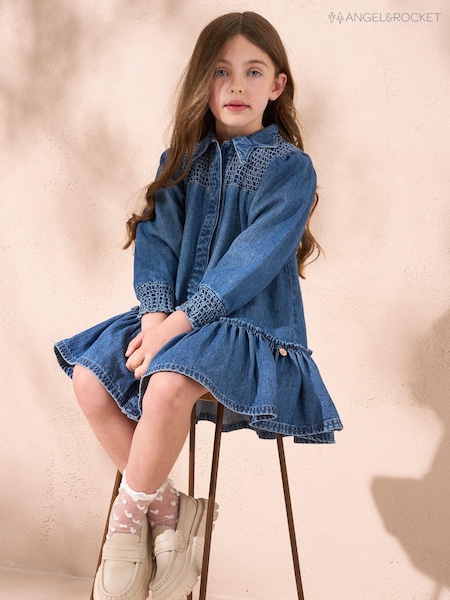 Angel & Rocket Blue Rafferty Denim 100% Cotton Star Collar Dress (AB2703) | €40 - €45