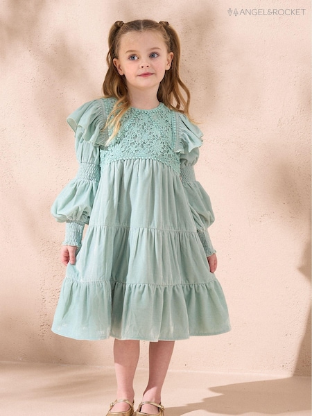 Angel & Rocket Green Sofia Velvet Tiered Dress (AB2709) | 131 QAR - 145 QAR