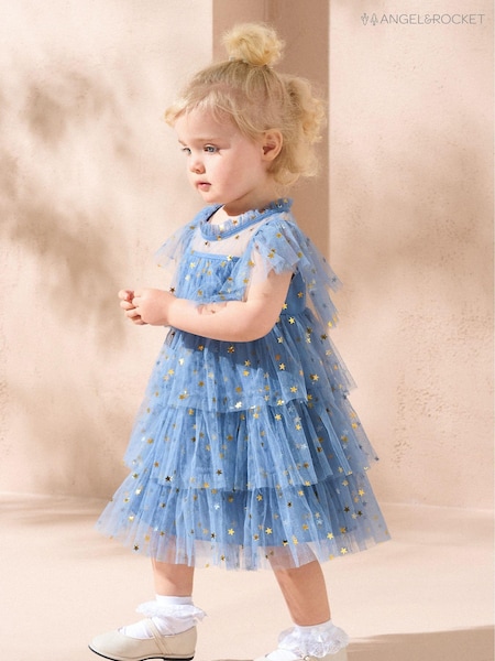 Angel & Rocket Blue Sienna Star Mesh Dress (AB2722) | €59 - €62