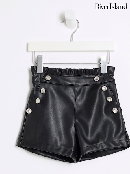 River Island Girls Faux Leather Military Shorts (AB2740) | €15