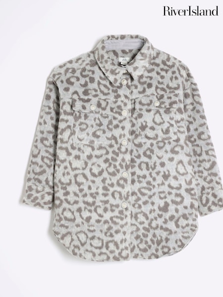 River Island Grey Girls Leopard Print Jacket (AB2742) | AED81
