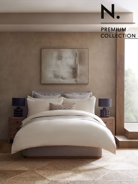 Ivory N. Premium 400 Thread Count 100% Egyptian Cotton Sateen Luxury Duvet Cover And Pillowcase Set (AB2744) | €66 - €108