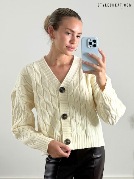 Style Cheat Polly Cable Knit Chunky Cardigan (AB2947) | 249 LEI
