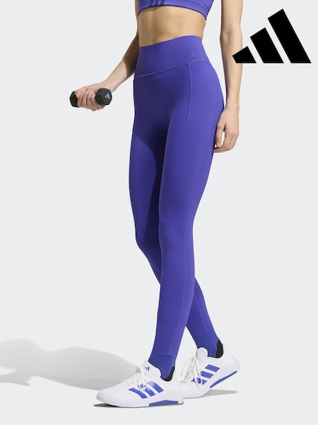 Purple - Adidas Optime Workout Contour Full Length Leggings