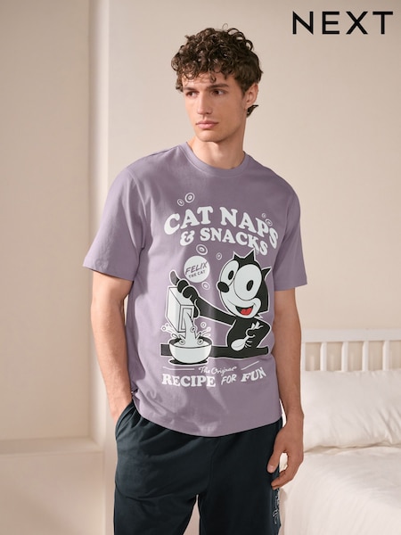 Purple Felix Jersey Short Pyjamas Set (AB3362) | R$ 305