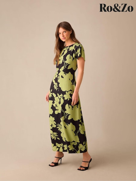 Ro&Zo Victoria Green Floral Print Flutter Sleeve Dress (AB3444) | €106