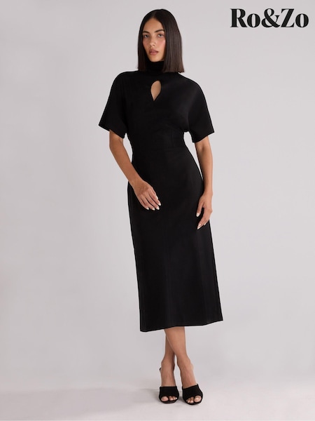 Ro&Zo Black Ponte Corset Waist Dress (AB3451) | €59