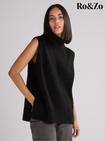 Ro&Zo Black Sleeveless High Neck Jumper (AB3460) | €47