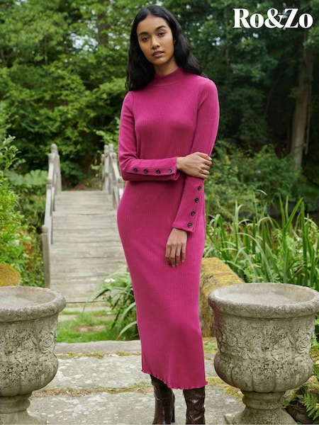 Ro&Zo Berry Rib Knit High Neck Dress (AB3463) | € 69