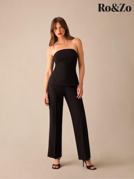 Ro&Zo Black Petite Ro&Zo Straight Leg Black Trousers (AB3465) | €85