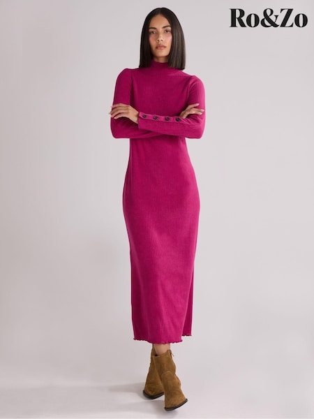 Ro&Zo Berry Petite Rib Knit High Neck Dress (AB3469) | 220 QAR