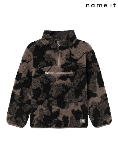 Name It Black Long Sleeve Camo 3/4 Zip Sweat Top (AB3478) | €24