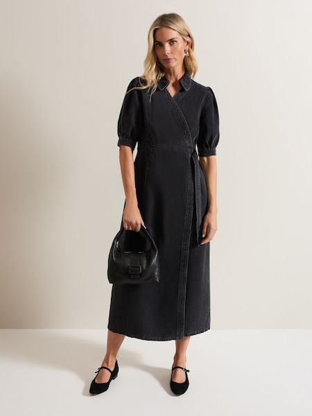 Phase Eight Black Senita 100% Cotton Denim Wrap Dress (AB3482) | €79