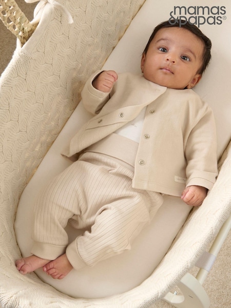 Mamas & Papas 100% Cotton Duckling Brown Jersey Jacket Bodysuit And Leggings Set (AB3489) | 45 €