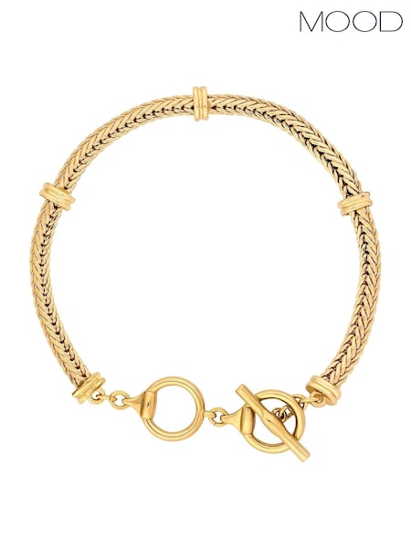 Mood Gold Tone Flat Cobra Station Chain T-Bar Bracelet (AB3500) | €21.50