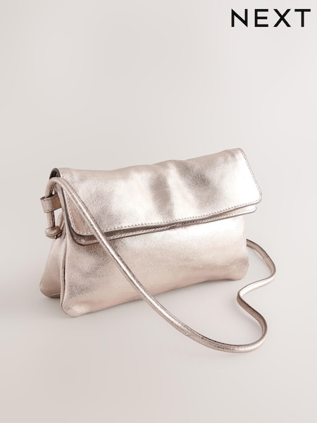 Gold Leather Flap Cross-Body Bag (AB3574) | AED159