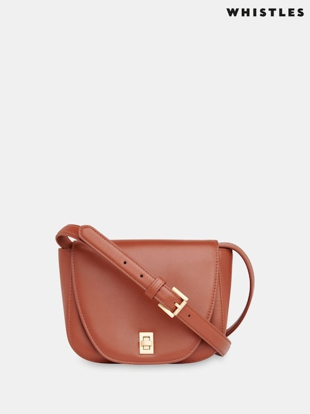Whistles Carlota Turnlock Satchel Brown Bag (AB3618) | R$ 1.470