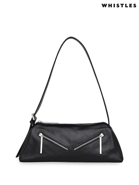 Whistles Seva Triple Zip Shoulder Black Bag (AB3627) | €126