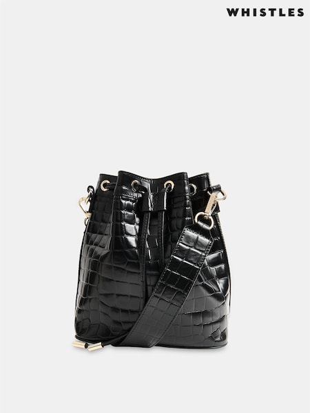 Whistles Giulia Croc Bucket Black Bag (AB3635) | ₪800