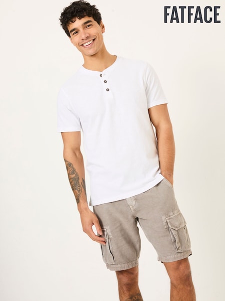 FatFace Woodside White Slub Henley T-Shirt (AB3678) | €33