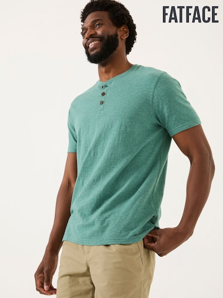 FatFace Woodside Light Teal Slub Henley T-Shirt (AB3682) | €33