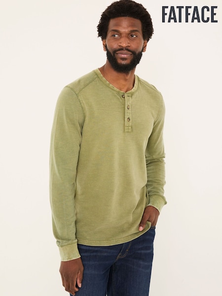 FatFace Green 100% Cotton Ower Henley T-Shirt (AB3692) | €52