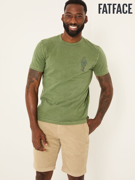 FatFace Green Surfing Crocodile 100% Cotton Short Sleeve Graphic T-Shirt (AB3804) | R$ 275