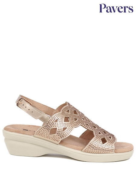Pavers Gold Adjustable Heeled Sandals (AB3806) | €50