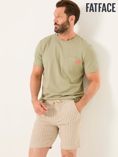 FatFace Light Green Embroidered Abstract Plants 100% Cotton T-Shirt (AB3809) | €42