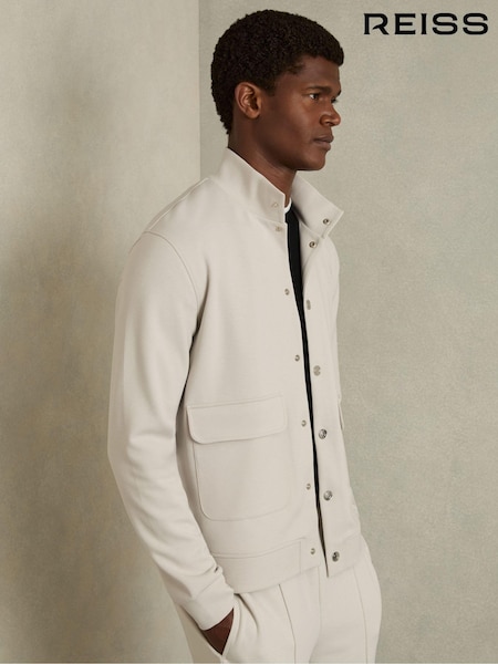 Reiss Off White Roman Interlock Funnel-Neck Jacket (AB3810) | €215