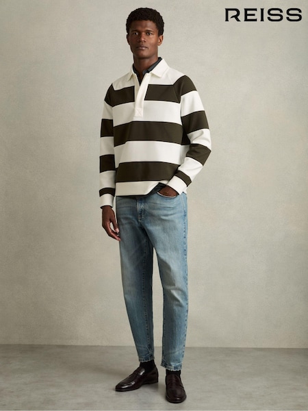 Reiss White/Dark Green Trafalgar Rugby-Stripe Long-Sleeve T-Shirt (AB3812) | € 172