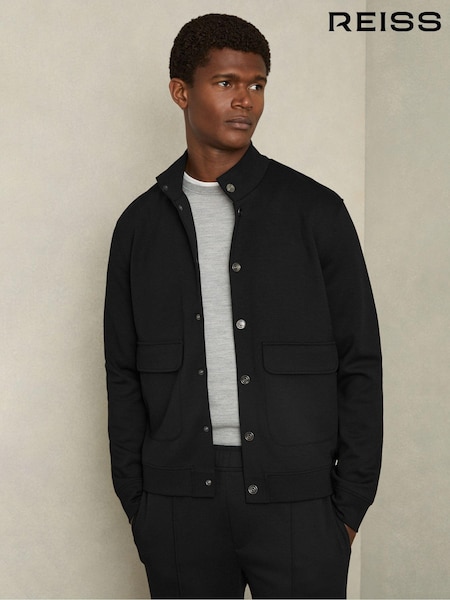Reiss Black Roman Interlock Funnel-Neck Jacket (AB3819) | €215