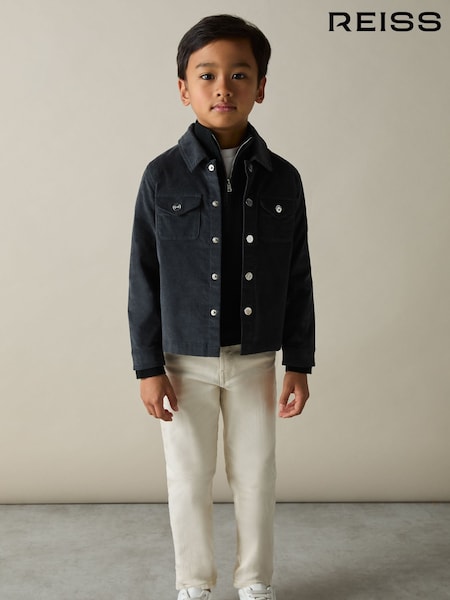 Reiss Dark Grey Vendetta 3-9 yrs Velvet Press-Stud Overshirt (AB3825) | €70