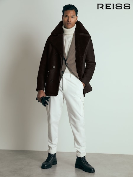 Коричневий - Reiss Stringer Atelier Suede Shearling Jacket (AB3832) | 77 984 грн