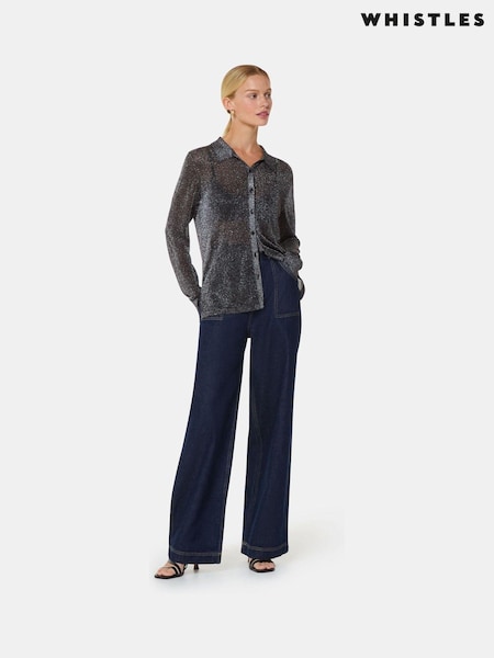 Whistles Black Black Sparkle Knit Shirt (AB3861) | €65