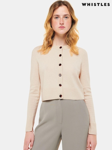Whistles Cream Whistles Wool Cropped Cream Cardigan (AB3863) | €59