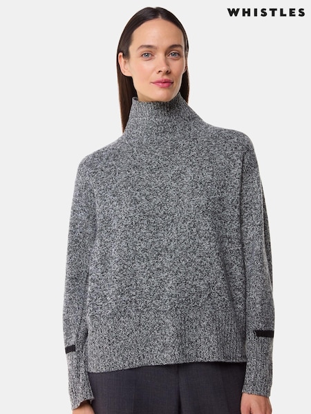 Whistles Grey Wool Fleck Roll Neck Knit Jumper (AB3864) | €72
