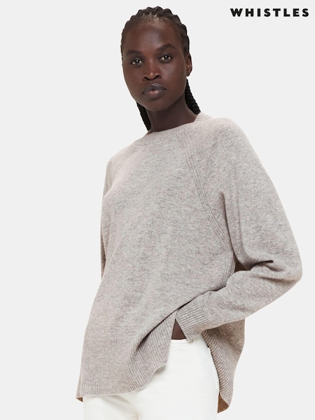 Whistles Grey Ultimate Cashmere Crew Neck Jumper (AB3869) | €299