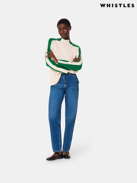 Whistles Green Colourblock Wool Mix Knit Jumper (AB3877) | AED317