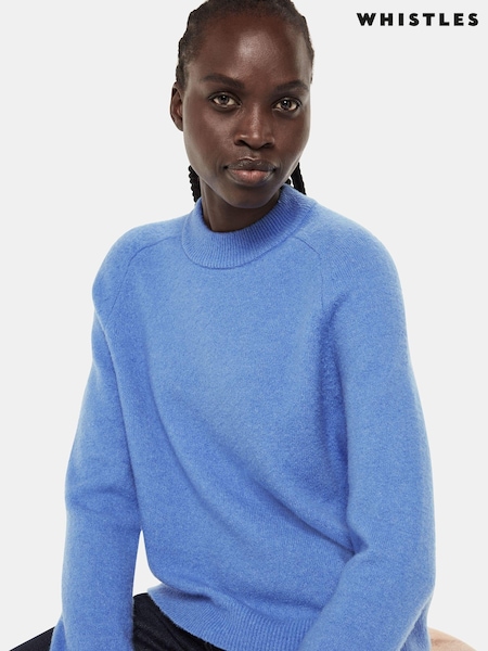 Whistles Blue Wool Textured Crew Neck Knit Jumper (AB3879) | ₪498