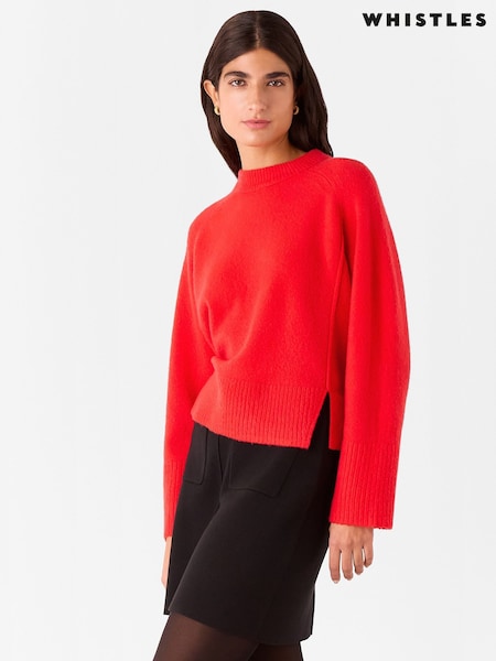 Whistles Red Wool Mix Side Split Knit Jumper (AB3884) | €65
