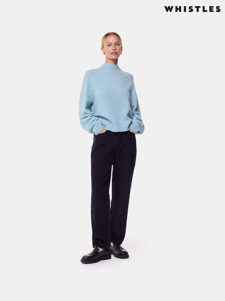 Whistles Blue Wool Funnel Neck Knit Jumper (AB3887) | €64